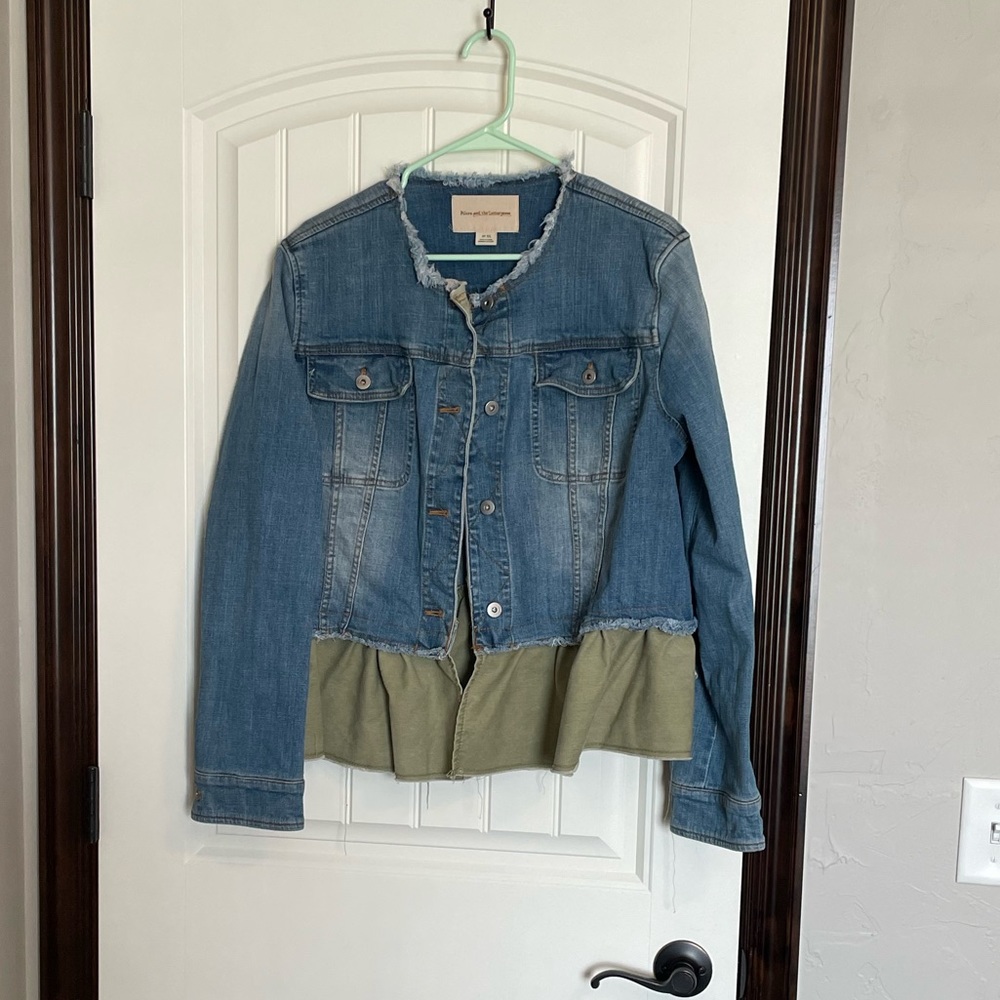 Pilcro and the Letterpress Blue and Green Denim Jacket